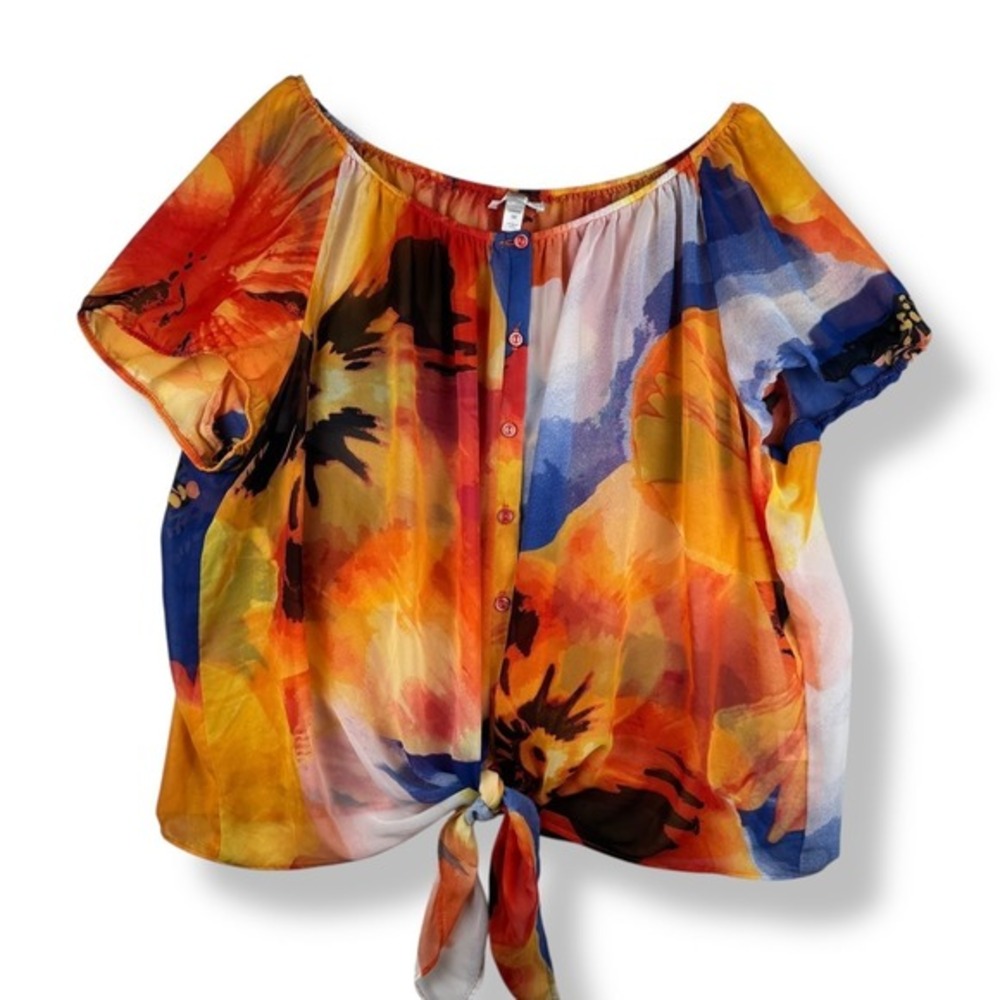 Womans Abstract Top Plus Size 3X Y2k 2000s Vibrant Colorful Artsy Indie USA Made